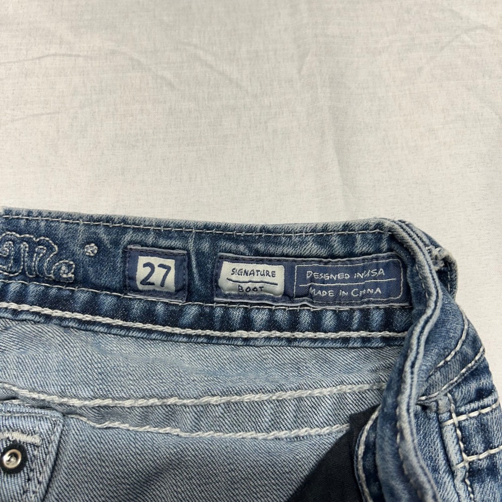 Miss Me Bootcut Jeans Medium Wash Embellished Rhinestone Flap Pocket - Picture 8 of 10